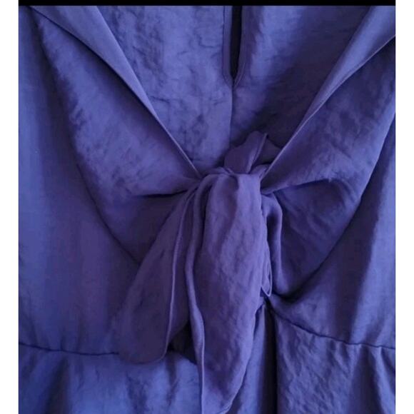 Rebecca Taylor Recycled Polyester Flowy Crepey Purple-Blue Cap Slv Mini Dress 6 - Picture 8 of 12